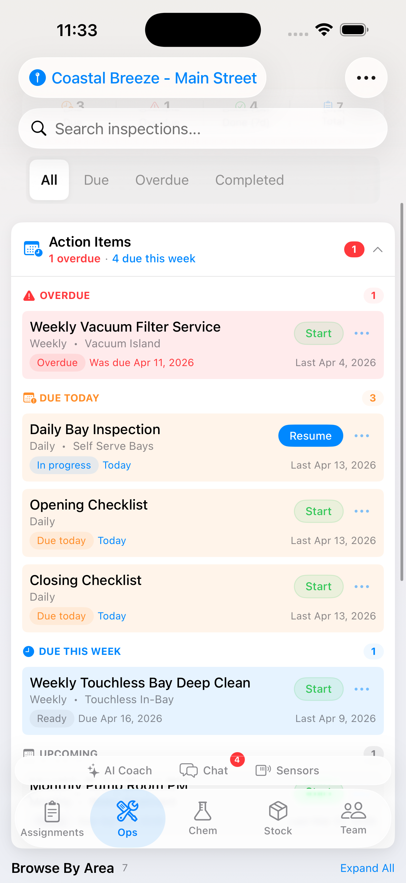 iOS — Opening inspection checklist