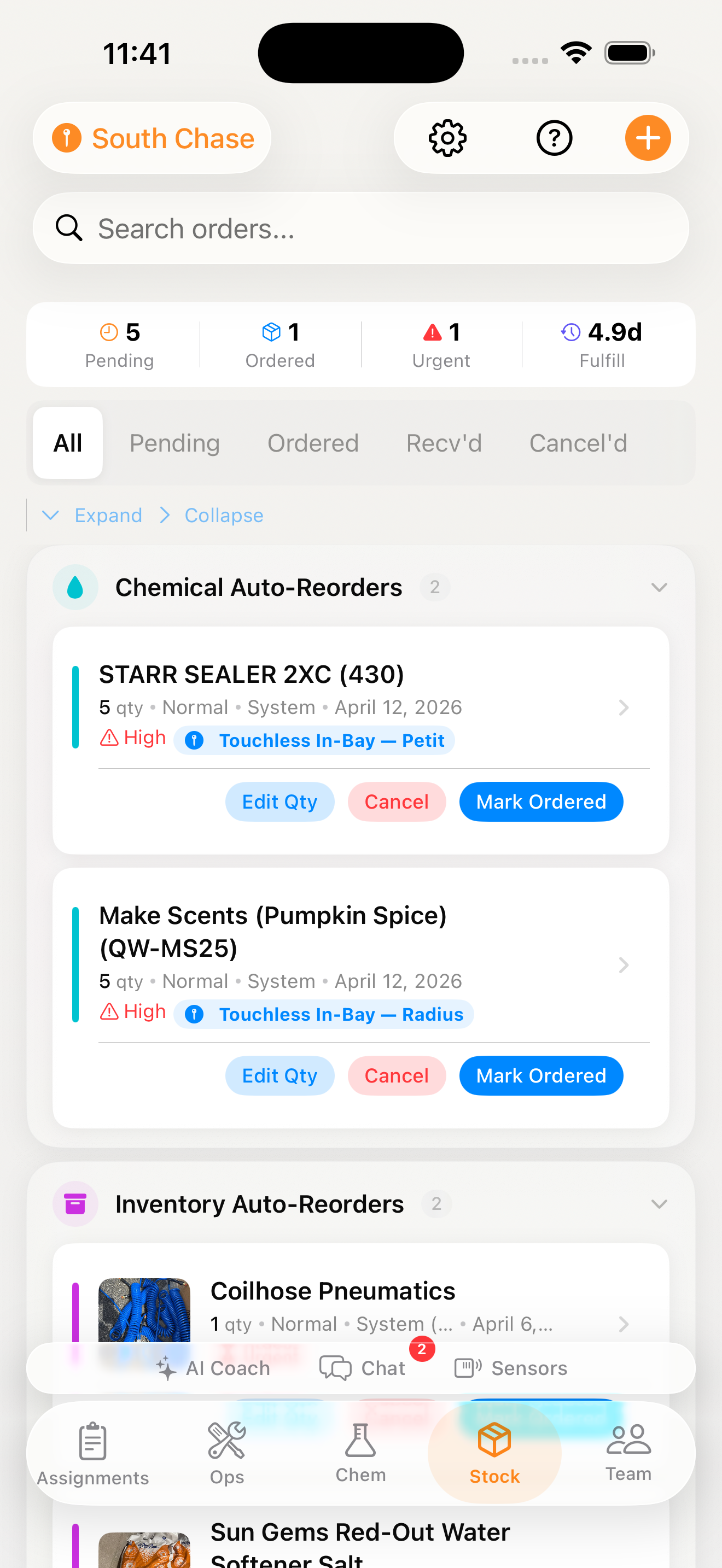 iOS — Purchase orders and receiving log